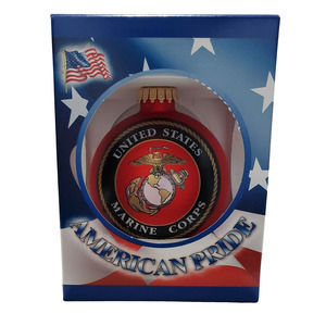 NWB American Pride Glass United States Marine Corps Christmas Ball Ornament